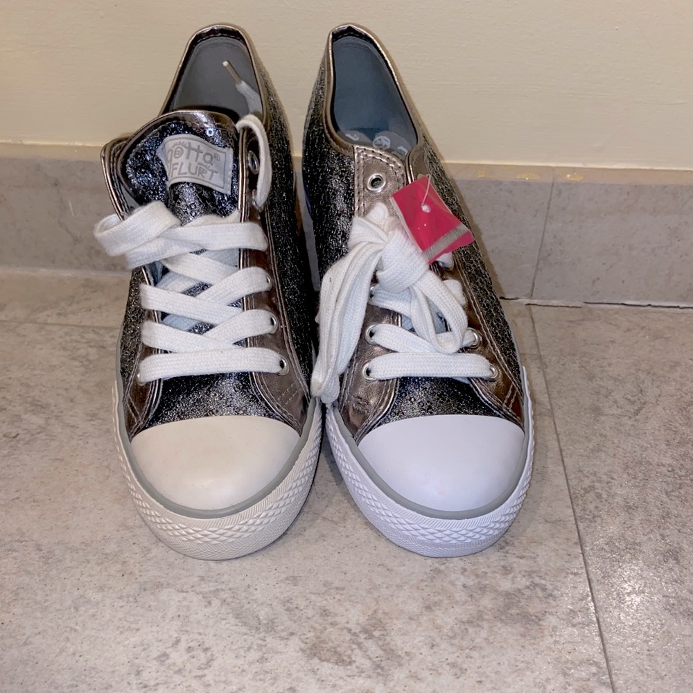 Gray sparkly sneakers